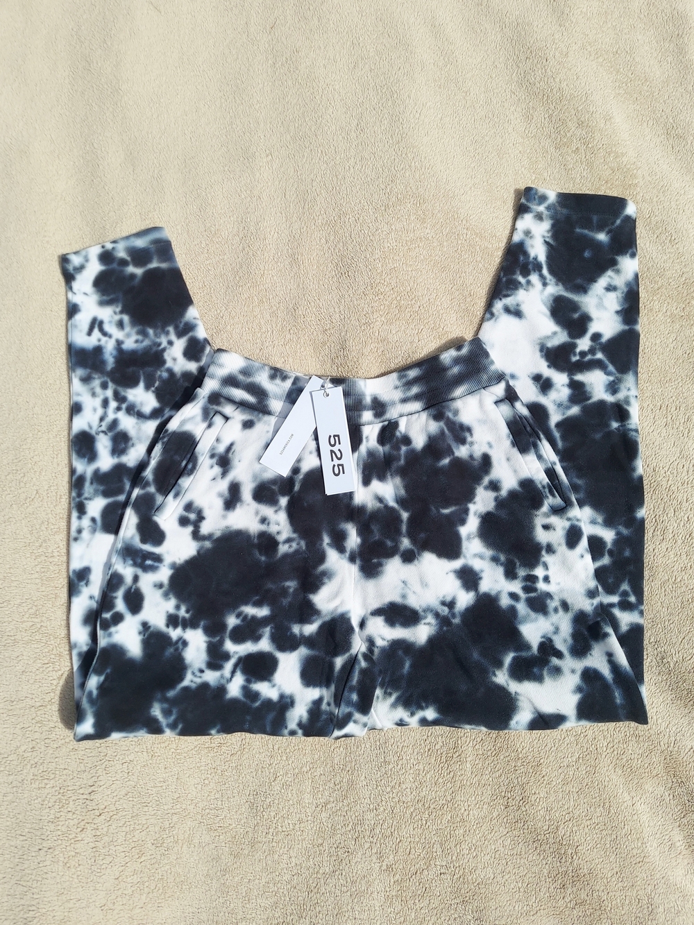 525 America Blue/Black & White Tie-Dye Cotton Joggers Womens Size XS NWT Cozy - Picture 3 of 9
